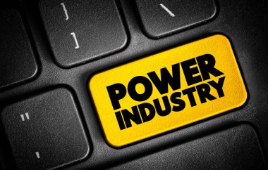 Klavyede Power Industry metin düğmesi, konsept arkaplan