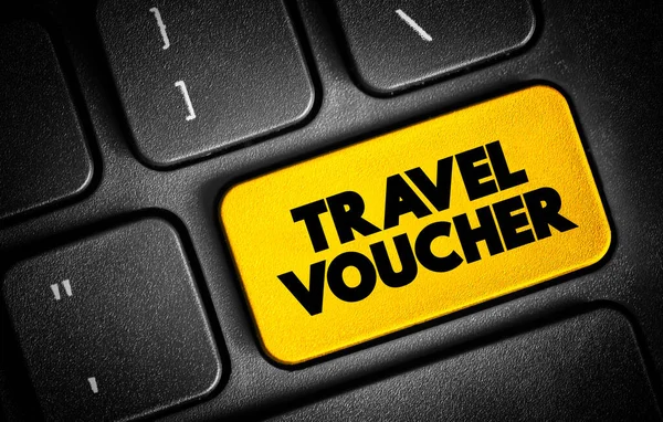 Travel Voucher Text Button Keyboard Concept Background — Stock Photo, Image