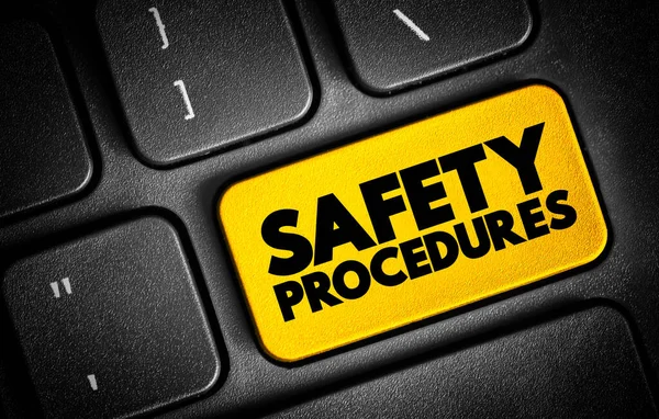 Procedury Bezpieczeństwa Krok Kroku Plan Wykonania Procedury Pracy Przycisk Koncepcyjny — Zdjęcie stockowe