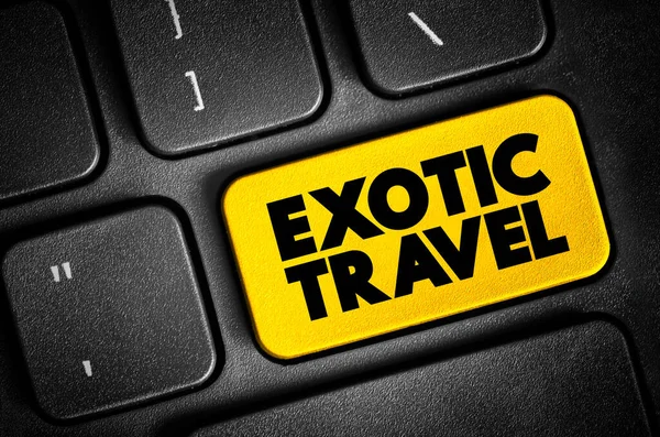 Exotische Travel Tekstknop Toetsenbord Concept Achtergrond — Stockfoto
