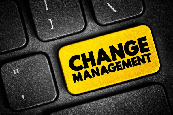 Change Management text quote on keyboard, concept background