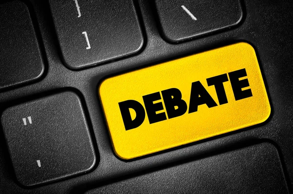 Debate Process Involves Formal Discourse Particular Topic Text Button Keyboard — Stock Photo, Image