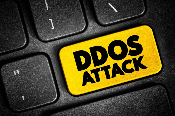 Ddos Attack Text Button Keyboard Concept Background — стоковое фото
