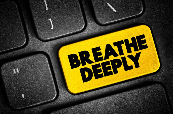 Breathe Deeply Text Button Keyboard Concept Background — Stock Photo, Image