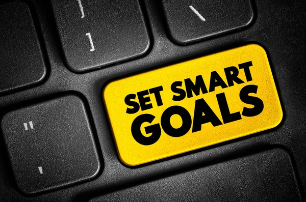 Set Smart Goals Text Button Keyboard Concept Background — Stock Photo, Image