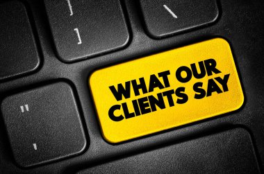 Müşterilerimiz Klavyedeki metin düğmesi, konsept arkaplan