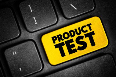 Ürün Testi - ürünlerin özelliklerini veya performanslarını ölçme süreci, klavyedeki metin kavramı düğmesi