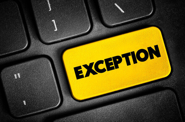 Exception text button on keyboard, concept background