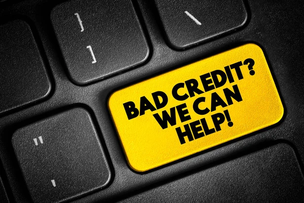 Bad Credit question We Can Help text button on keyboard, concept background