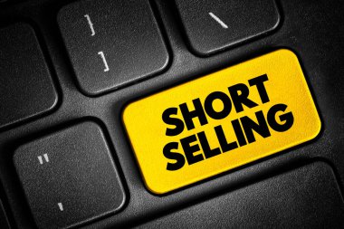 Short Selling - sale of a stock you do not own, text button on keyboard clipart
