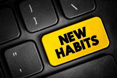 Klavyede yeni alışkanlıklar metin düğmesi, konsept arkaplan