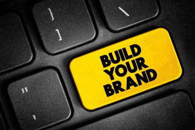 Klavyeye Marka metin düğmenizi, konsept arkaplanınızı inşa edin