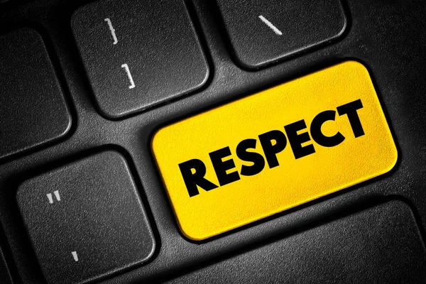 对某人或某事的尊重感 对某人或某事的敬佩感 因其能力 品质或成就而产生 键盘上的文字按钮 — 图库照片