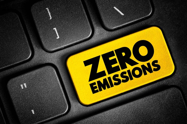 Zero Emissions - means releasing no greenhouse gases to the atmosphere, text button on keyboard