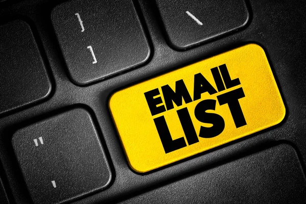 Email List - collection of email addresses, text button on keyboard