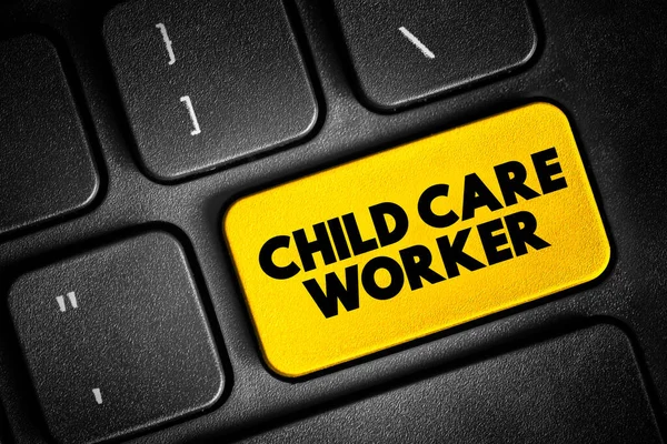 stock image Child care worker text button on keyboard, concept background