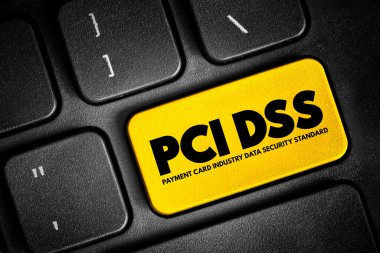 PCI DSS - Ödeme Kart Endüstrisi Veri Güvenliği Standart kısaltması, Klavyede IT Güvenlik kavramı düğmesi