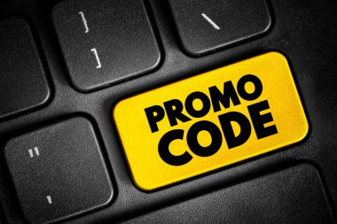 Klavyede tanıtım kodu metin düğmesi, konsept arkaplan