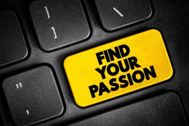 Find Your Passion text button on keyboard, concept background clipart