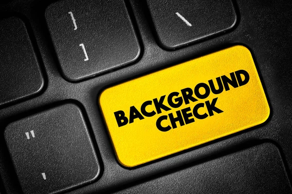 stock image Background Check - process a person or company uses to verify that an individual is who they claim to be, text concept button on keyboard