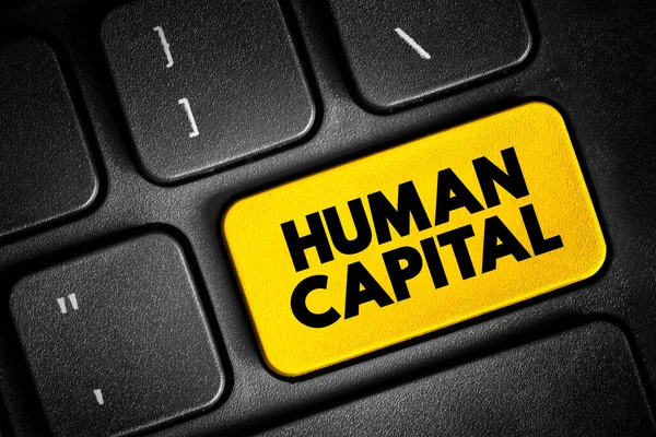 Capital Humano Valor Económico Experiencia Habilidades Trabajador Botón Texto Teclado — Foto de Stock