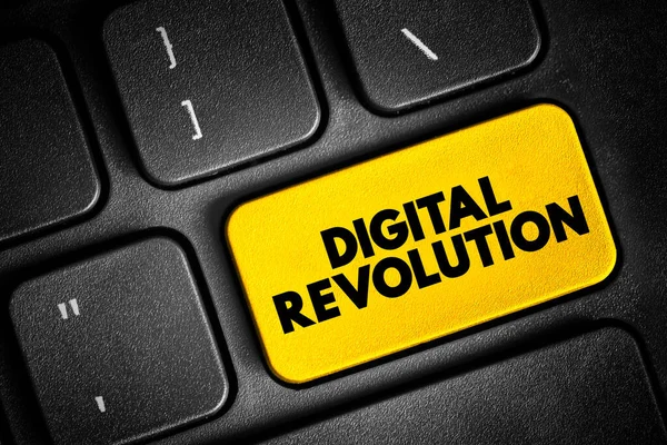 Rewolucja Cyfrowa Przejście Technologii Mechanicznej Analogowej Elektronikę Cyfrową Przycisk Tekstowy — Zdjęcie stockowe