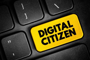 Klavyede dijital vatandaş metin düğmesi, konsept arkaplan