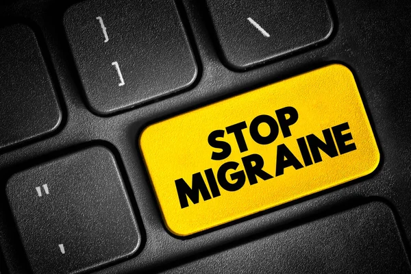 Stop Migrén Szövegidézet Gomb Billentyűzeten Egészségügyi Koncepció Háttér — Stock Fotó