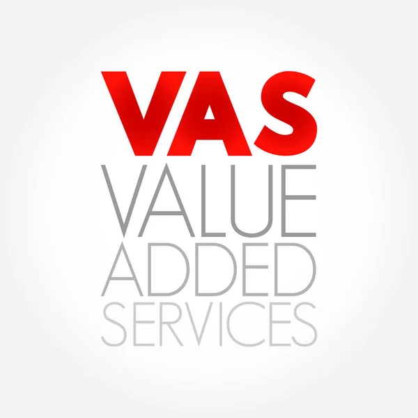 Vas增值服务 Vas Value Added Services 电信行业常用的非核心服务术语 超越了标准语音呼叫 缩略语文本概念背景 — 图库矢量图片