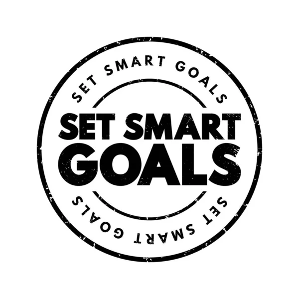 Set Smart Goals Text Stamp Concept Background — Stock Vector