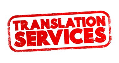 Translation Services text stamp, business concept background