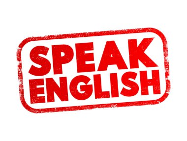 Speak English text stamp, education concept background