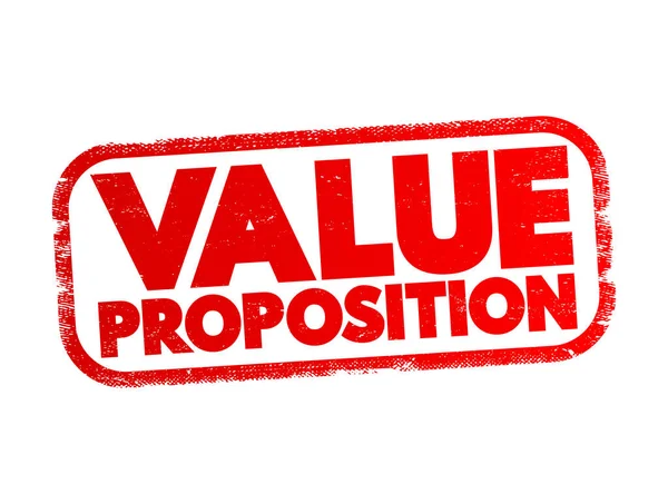 Value Proposition 미래의 고객에게 약속하는 이익이나 경제적 가치의 텍스트 컨셉트 — 스톡 벡터