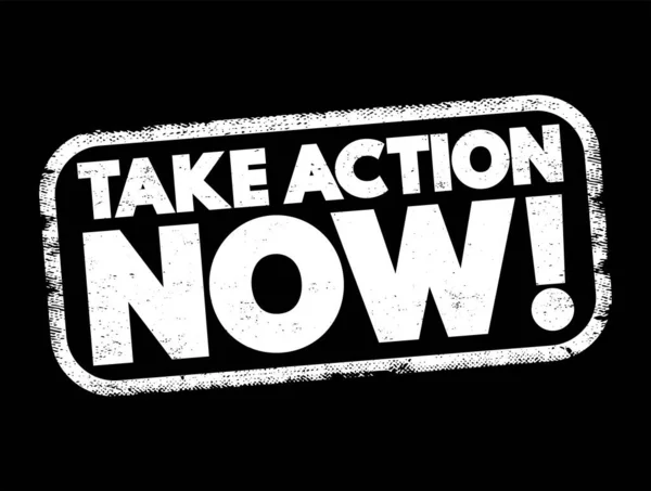 Take Action Now Textstempel Konzepthintergrund — Stockvektor