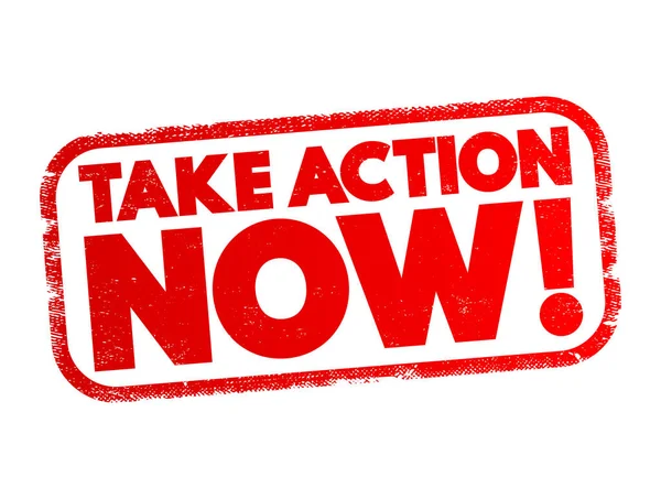 Take Action Now Stempel Tekstowy Tło Koncepcyjne — Wektor stockowy