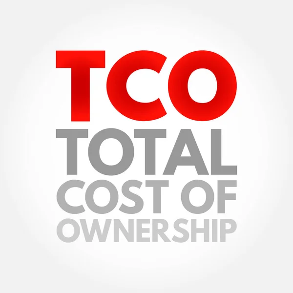 Tco Total Cost Ownership Kaufpreis Eines Vermögenswertes Betriebskosten Akronym Textkonzept — Stockvektor
