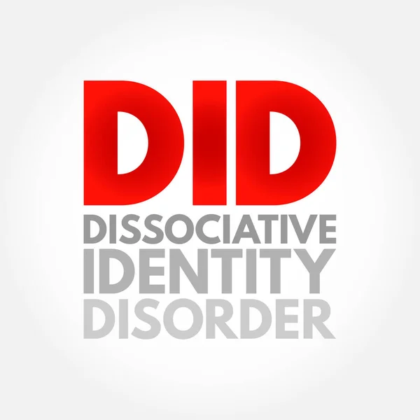 Did分裂身份障碍 Dissociative Identity Disorder 以保持至少两种不同且相对持久的人格状态为特征的精神障碍 缩写文本概念背景 — 图库矢量图片