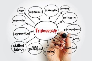 Stajyerlik zihin haritası, sunum ve raporlar için eğitim kavramı