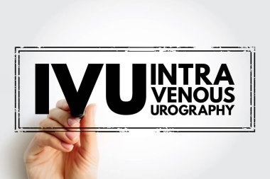 IVU damar içi ürografi - İdrar yolunuzun X-ray muayenesi, kısaltma metin damgası konsepti arka planı