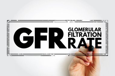 GFR Glomerular Filtreleme Oranı - böbreklerinizin ne kadar iyi çalıştığını kontrol eden kan testi, kısa mesaj etiketi konsepti geçmişi