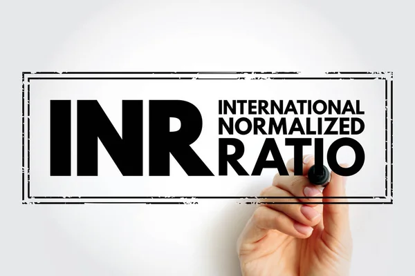 stock image INR International Normalized Ratio - measures the time for the blood to clot, acronym text stamp concept background