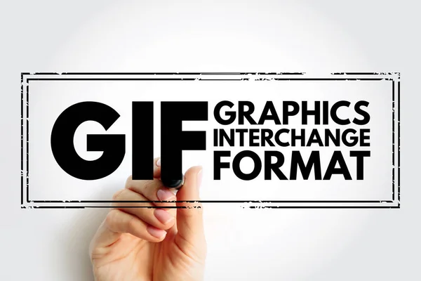 Gifグラフィックスインターチェンジフォーマット ビットマップ画像フォーマットの種類 頭字語のテキストスタンプコンセプトの背景 — ストック写真