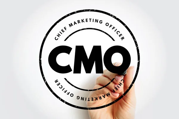 stock image CMO Chief Marketing Officer - corporate executive responsible for marketing activities in an organization, acronym text stamp