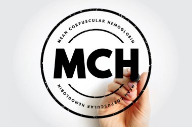 MCH Mean Corpuscular Hemoglobin - measure of the average amount of hemoglobin in your red blood cells, acronym text stamp concept background