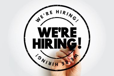 We're hiring text stamp, concept background