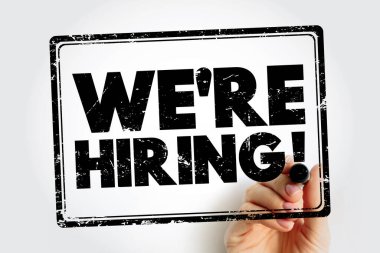 We're hiring text stamp, concept background