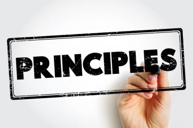 Principles text stamp, business concept background
