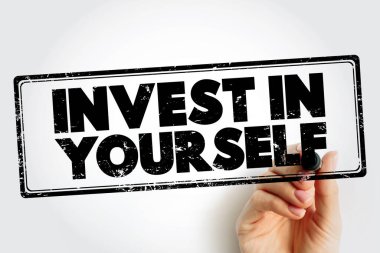 Invest In Yourself text stamp, concept background