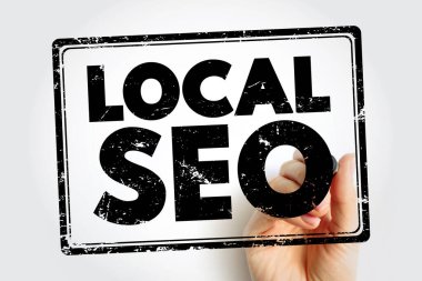 Yerel Seo - bir web sitesini yerel arama, arama ve marka bilincini artırmak için optimize etme uygulaması, metin kavramı damgası