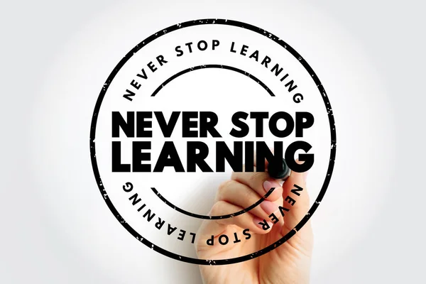 Never Stop Learning Text Stamp Concept Background — Fotografia de Stock